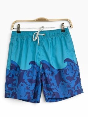 Franks Wave Sealife Swim Trunks Small Blue Ocean Animal Print Board Shorts NWT S
